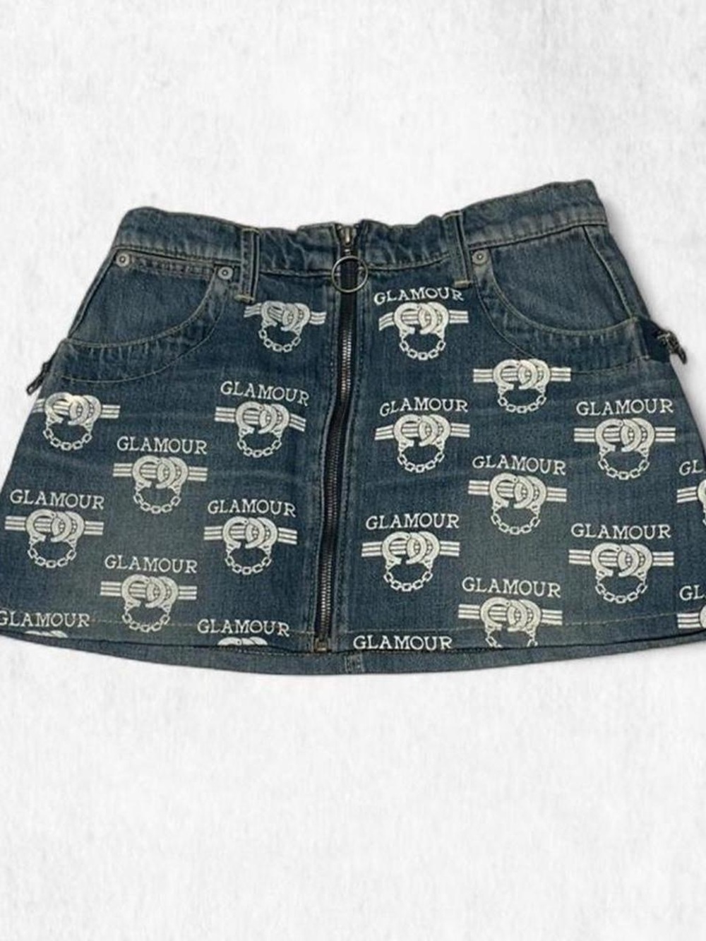 Hysteric glamour graphic denim mini skirt with cutest zipper pockets